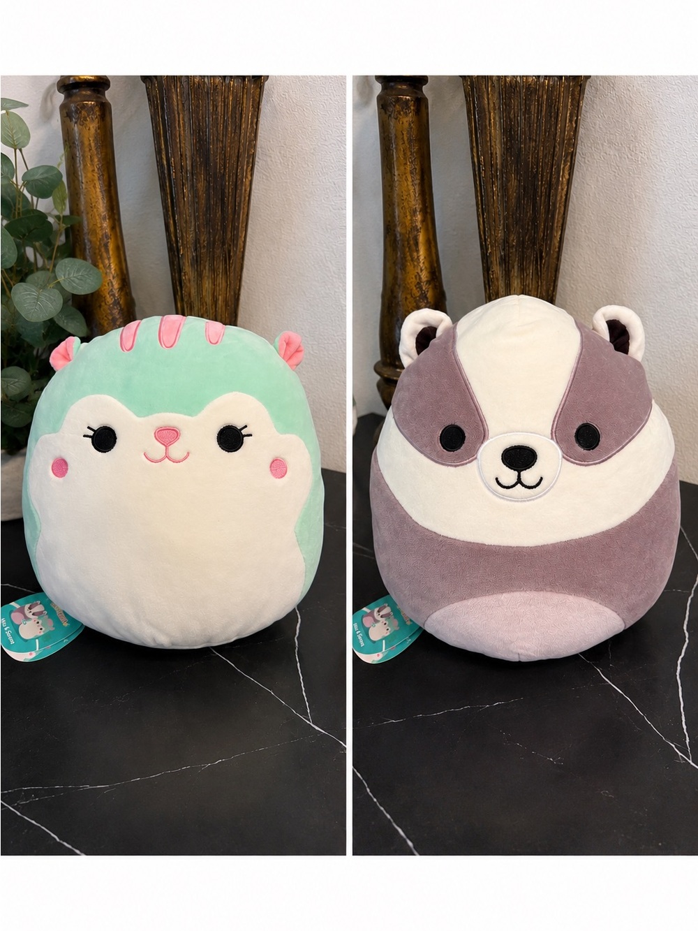 NWT Squishmallows 12" Mita the Badger & Serene the Squirrel Flip-A-Mallow